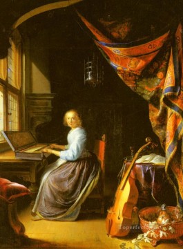クラヴィコードを演奏する女性の黄金時代 ゲリット・ドゥ Oil Paintings